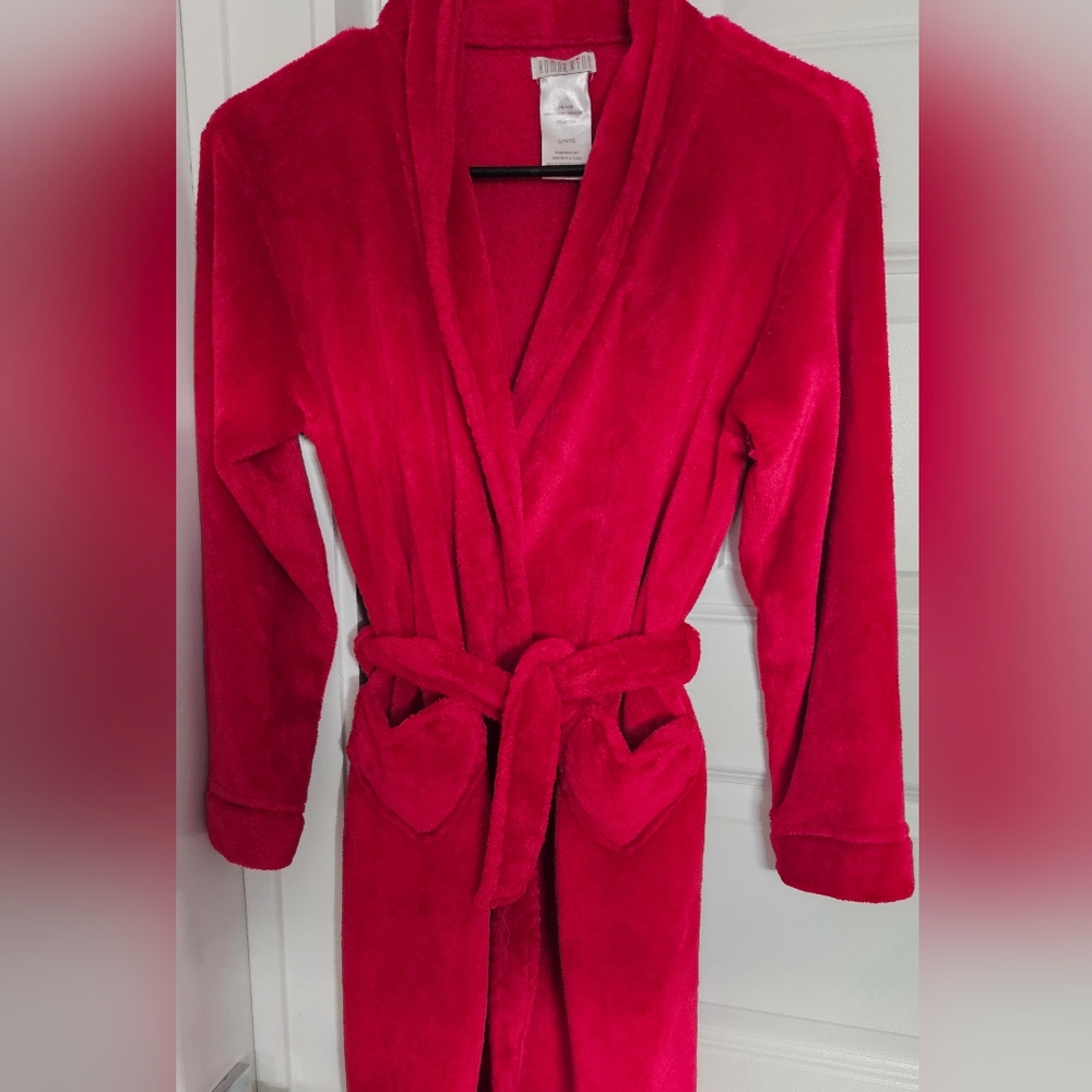 Girls Plush Red Bathrobe